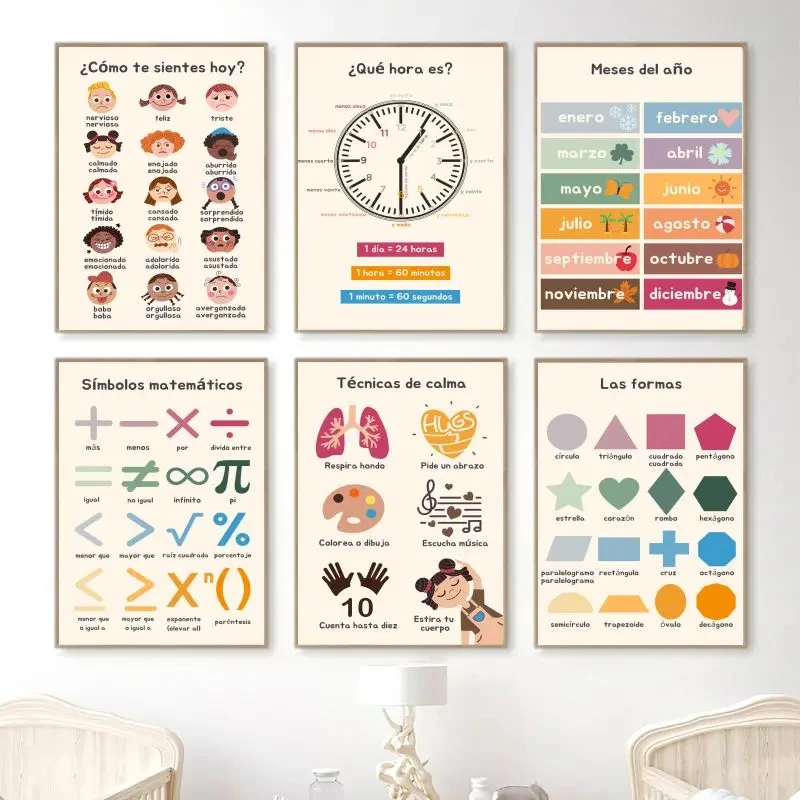 Kids Education Alphabet Numbers - Boho Wall Art Number Alphabet Learning