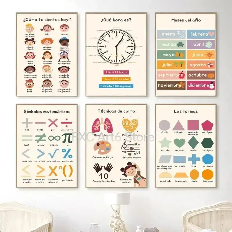 Kids Education Alphabet Numbers - 1PCS Frameless Boho Wall Art Number