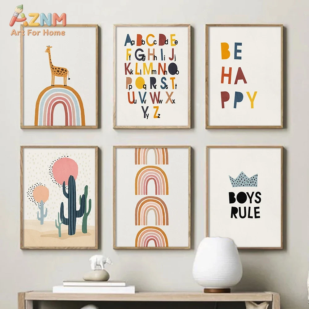 Educational Cartoon For Kids - Rainbow Alphabet Poster Educational ABC Letter