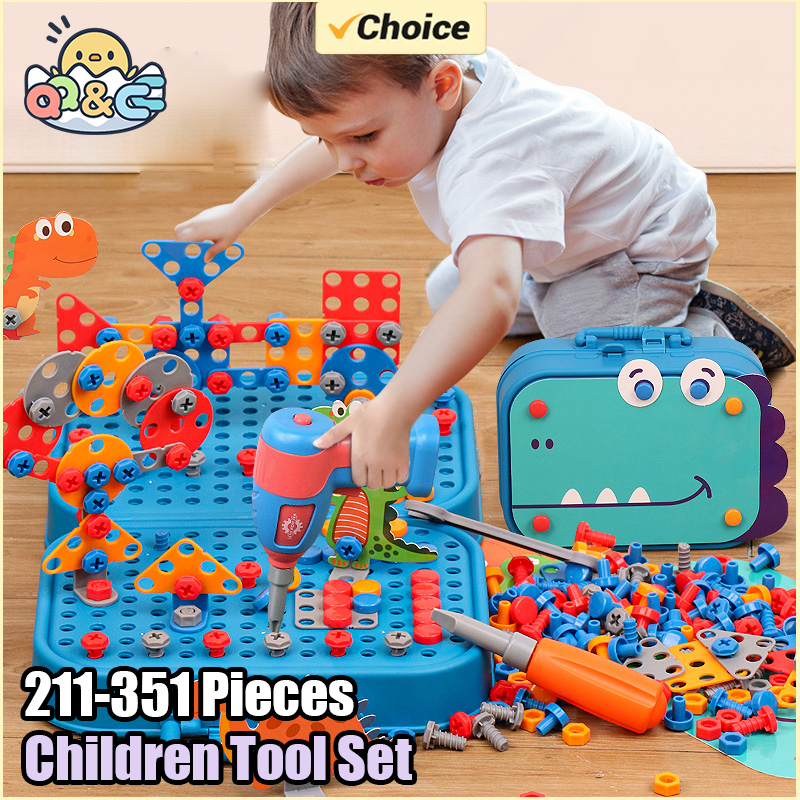 Kids Education Tools - 211-351Pieces Children Tool Set Electric Drill