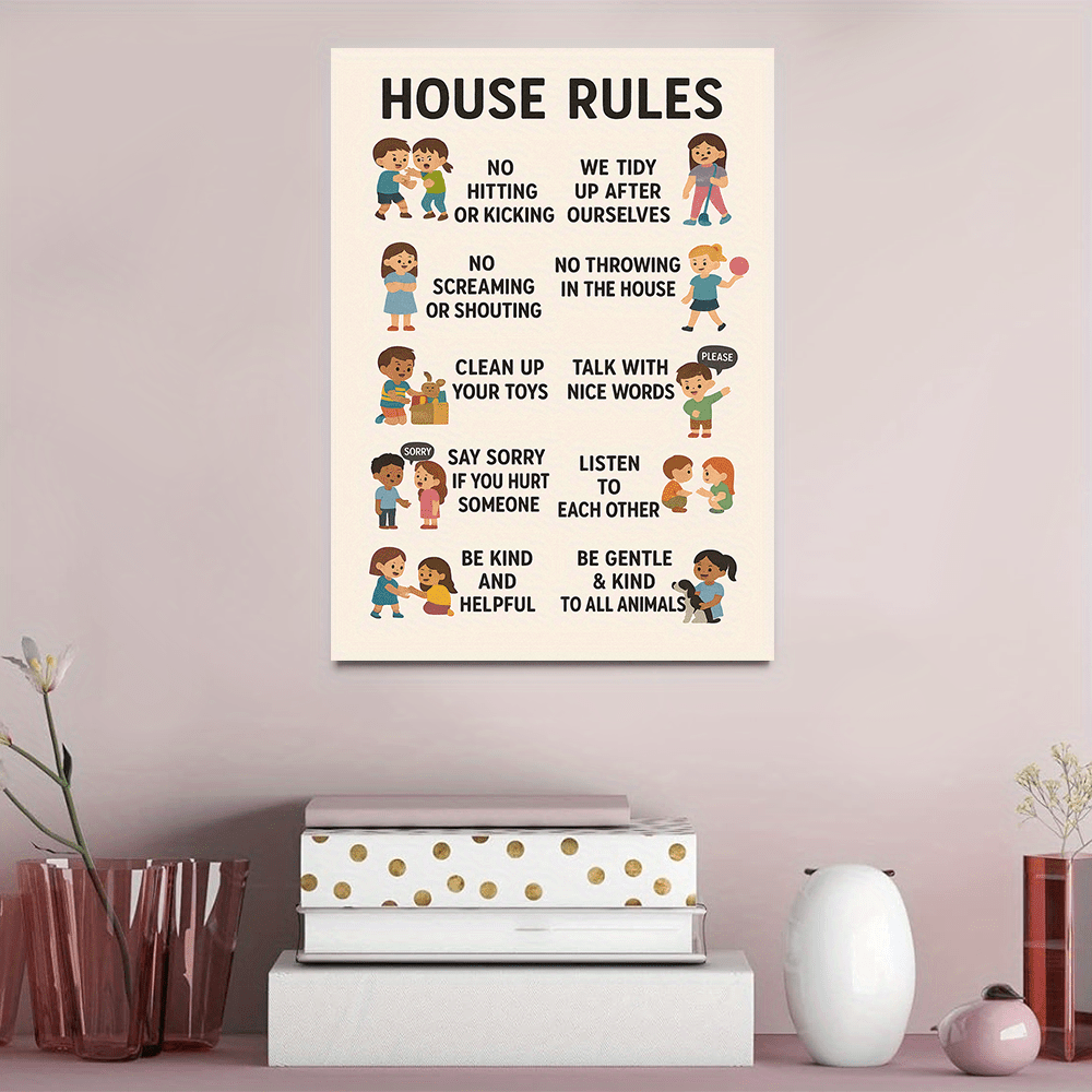 Kids Educational Poster - 1pc Kids Room Rules Canvas Wall