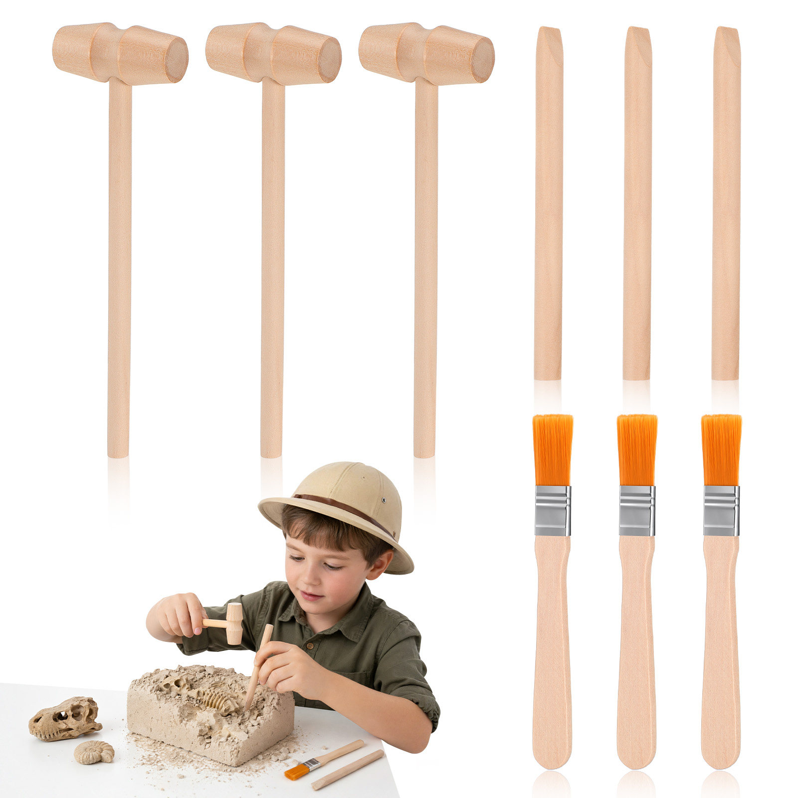 Kids Education Tools - 3Sets Dinosaur Digging Tools Excavation Kit
