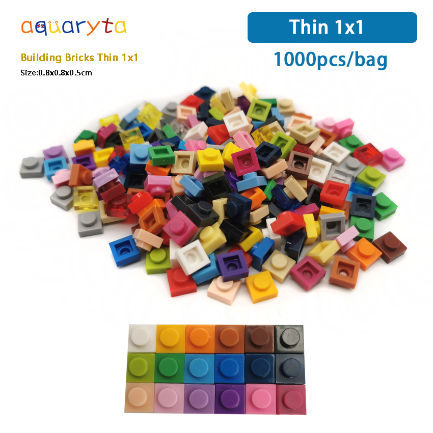Kids Education Logo - Aquaryta 1000pcs Building Bricks Thin 1X1