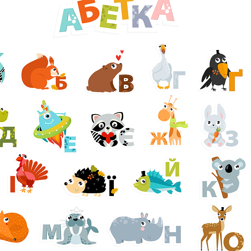 Ukrainian Alphabet with Cartoo - огляд і ціна Kids Educational Poster