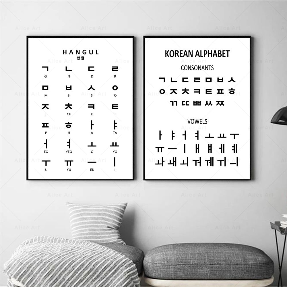 Korean Alphabet Prints Korean  - огляд і ціна Kids Educational Poster